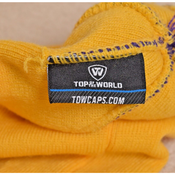 LSU Fighting Tigers Knit Cap with Pom-Pom Purple & Gold Embroidered Winter Hat - Picture 8 of 11